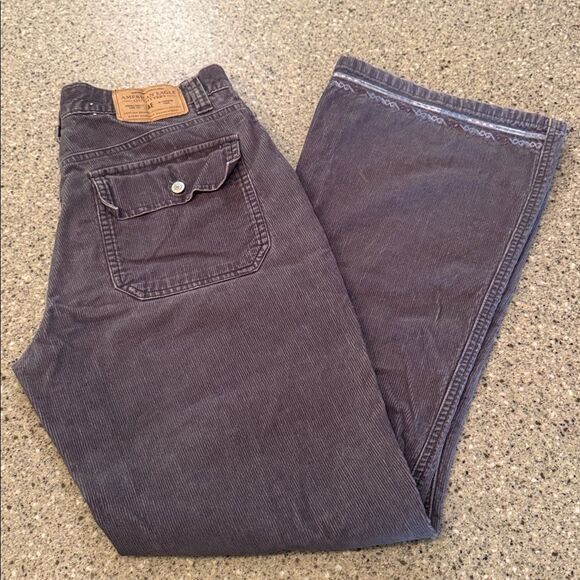 AMERICAN EAGLE Vintage 90s Y2K Corduroy Carpenter Pants Embroidered Hem Bootcut - Picture 13 of 14